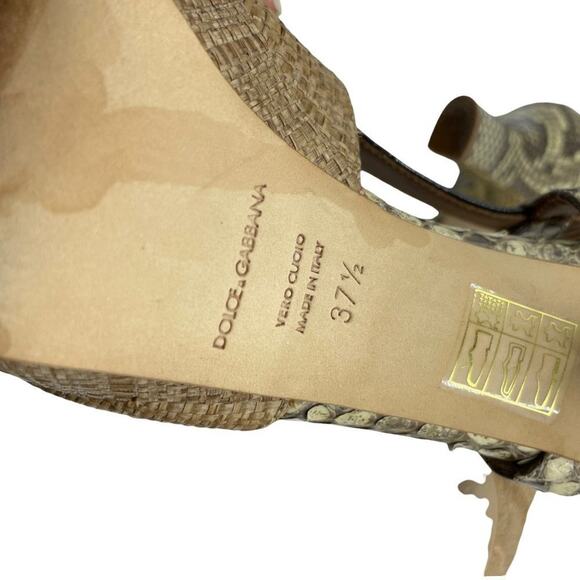 Dolce and Gabbana Snakeskin Tan Black Platform Sandals Heels - Picture 7 of 12